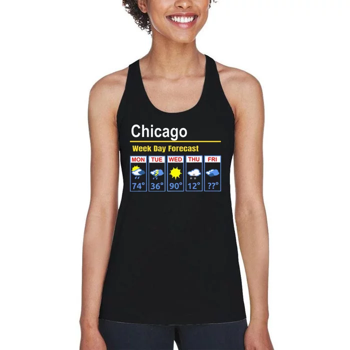 Chicago Erratic 5 Day Weather Forecast Women's Racerback Tank