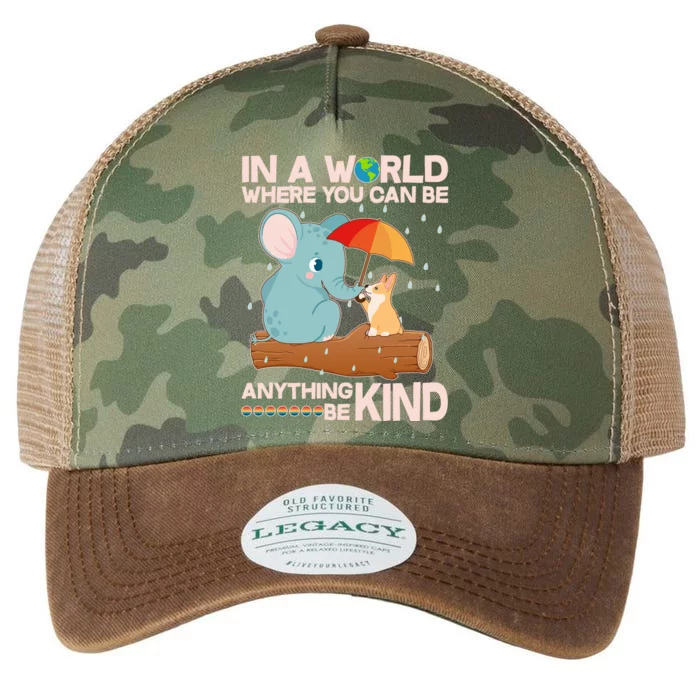 Cute Elephant And Corgi Be Kind Legacy Tie Dye Trucker Hat