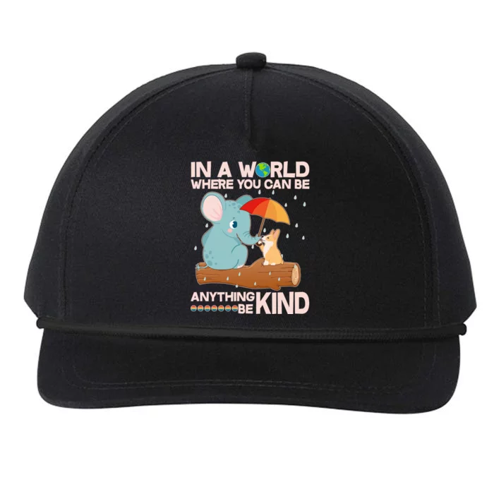 Cute Elephant And Corgi Be Kind Snapback Five-Panel Rope Hat