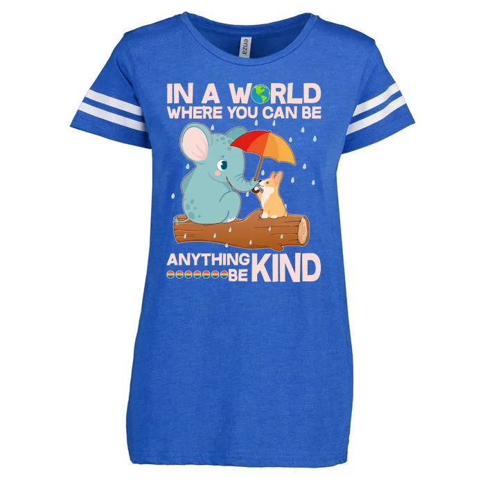 Cute Elephant And Corgi Be Kind Enza Ladies Jersey Football T-Shirt