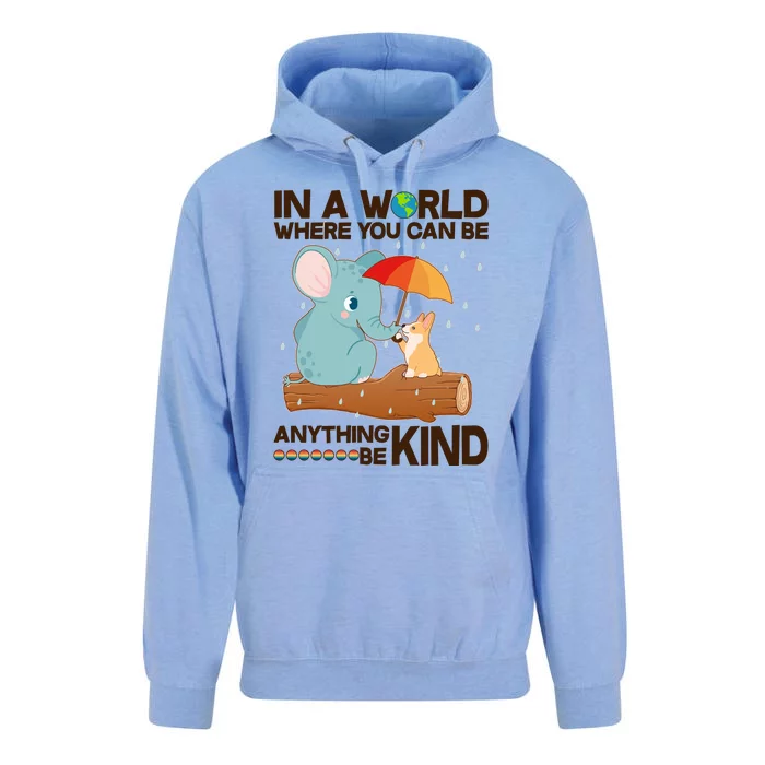 Cute Elephant And Corgi Be Kind Unisex Surf Hoodie