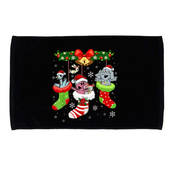 Cute Elephant And Piggie Christmas Microfiber Hand Towel