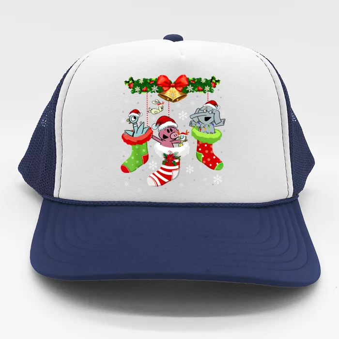 Cute Elephant And Piggie Christmas Trucker Hat