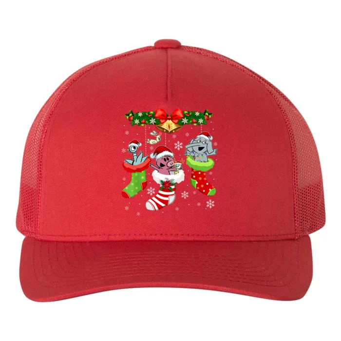 Cute Elephant And Piggie Christmas Yupoong Adult 5-Panel Trucker Hat