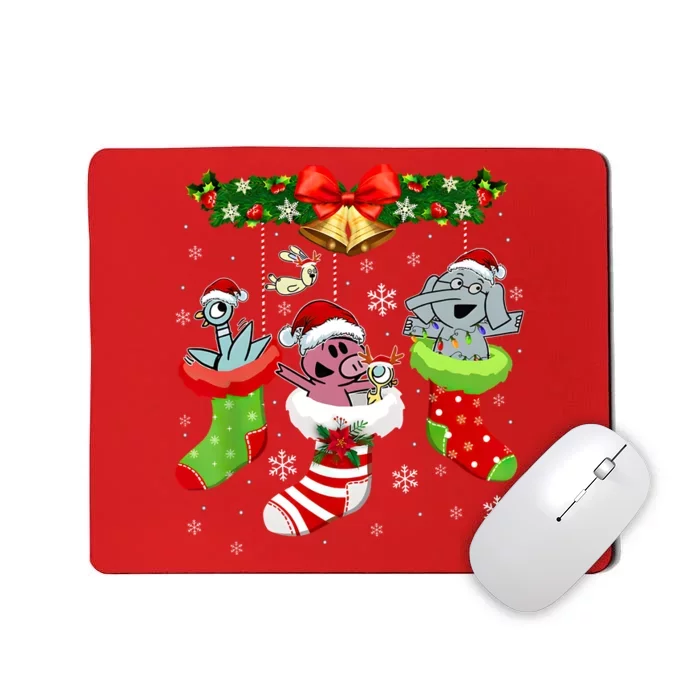 Cute Elephant And Piggie Christmas Mousepad