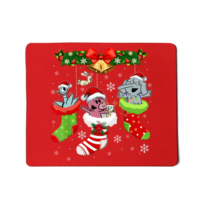 Cute Elephant And Piggie Christmas Mousepad