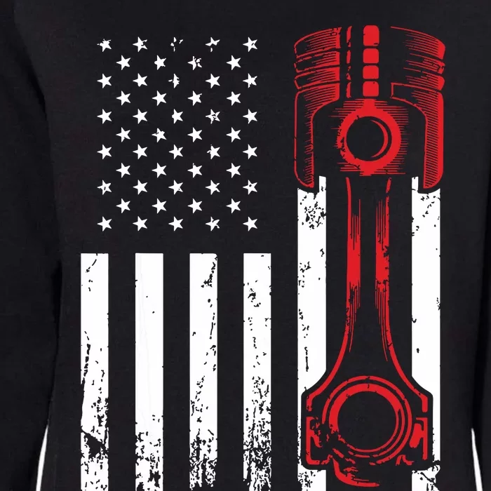 Car Enthusiast American Flag Piston Muscle Car Gift Womens California Wash Sweatshirt