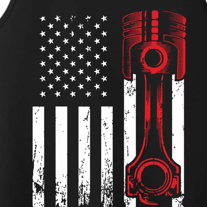 Car Enthusiast American Flag Piston Muscle Car Gift Performance Tank