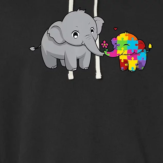 Cute Elephant Autism Awareness Garment-Dyed Fleece Hoodie