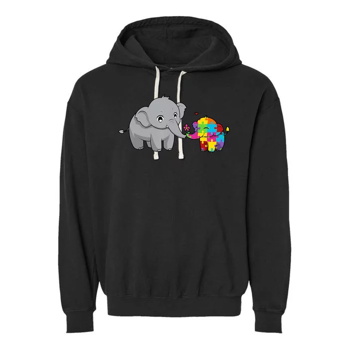 Cute Elephant Autism Awareness Garment-Dyed Fleece Hoodie