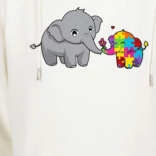 Cute Elephant Autism Awareness Womens Funnel Neck Pullover Hood