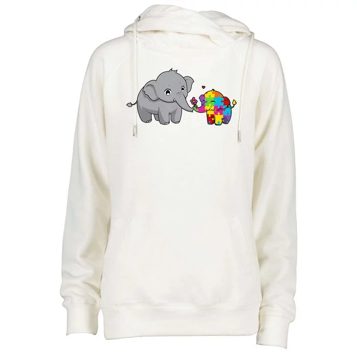 Cute Elephant Autism Awareness Womens Funnel Neck Pullover Hood