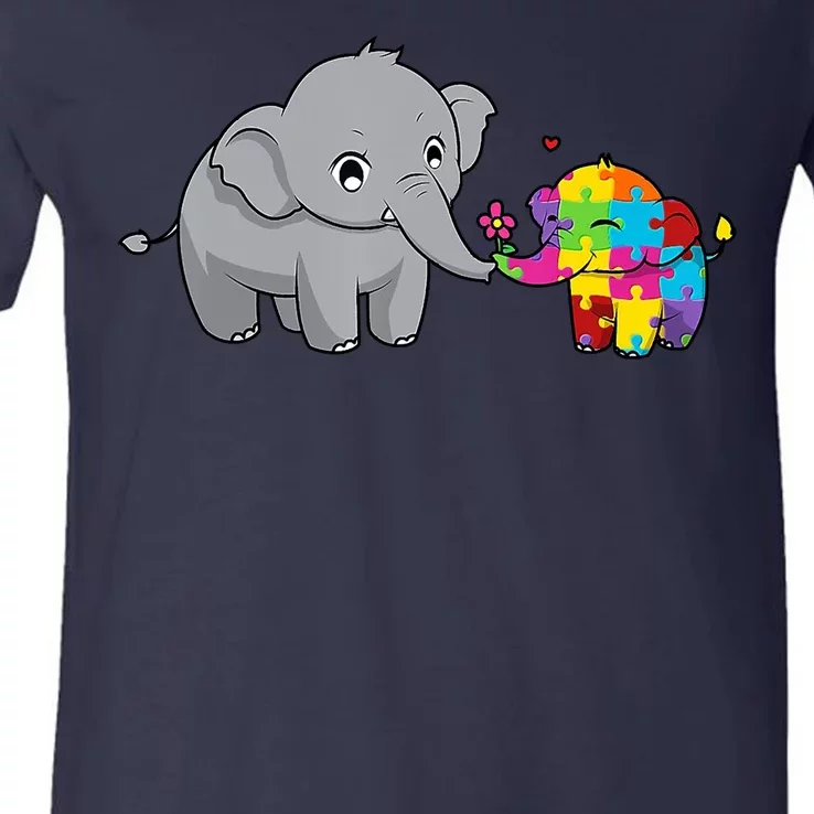 Cute Elephant Autism Awareness V-Neck T-Shirt