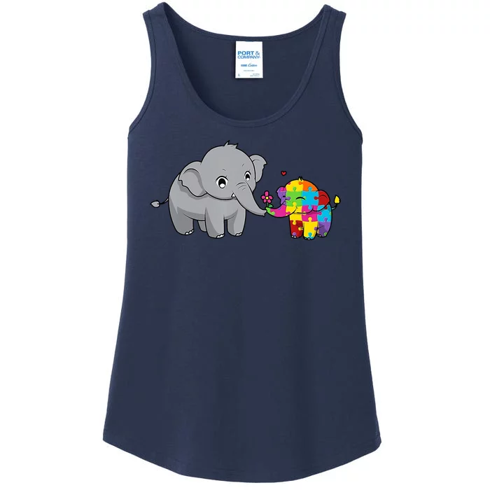 Cute Elephant Autism Awareness Ladies Essential Tank