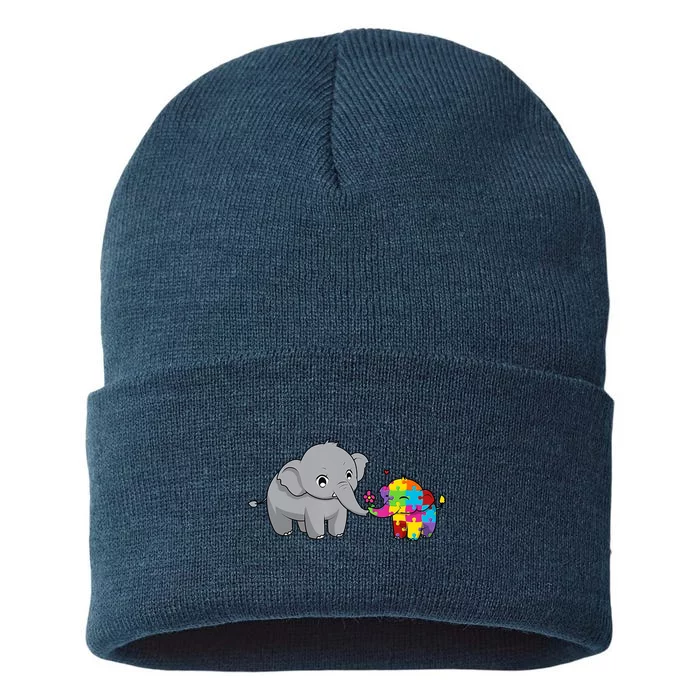 Cute Elephant Autism Awareness Sustainable Knit Beanie