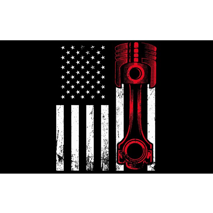 Car Enthusiast  American Flag Piston Muscle Car Gift Bumper Sticker