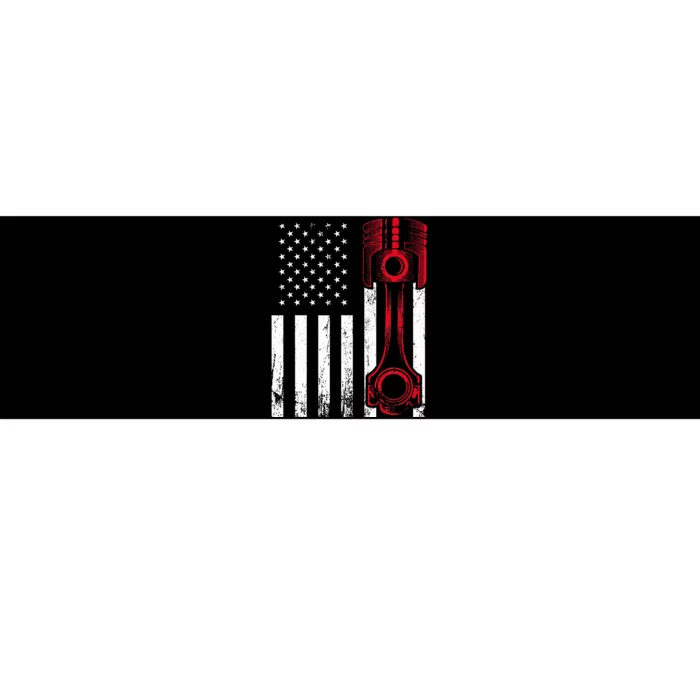 Car Enthusiast  American Flag Piston Muscle Car Gift Bumper Sticker