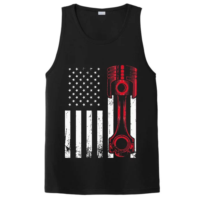 Car Enthusiast American Flag Piston Muscle Car Gift Performance Tank