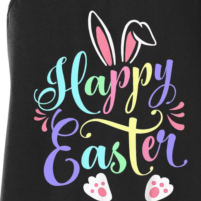 Cute Easter Bunny Face Funny Happy Easter Day Women's Racerback Tank