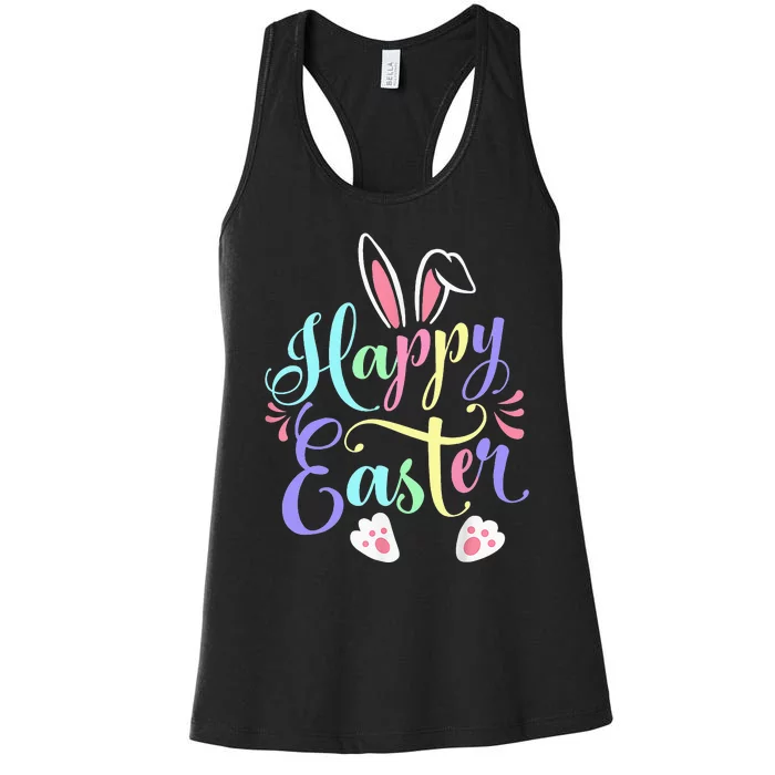 Cute Easter Bunny Face Funny Happy Easter Day Women's Racerback Tank