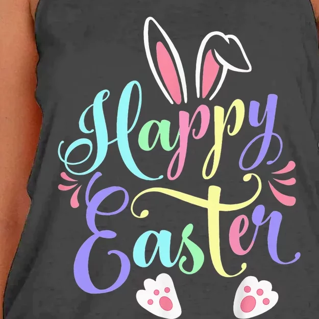 Cute Easter Bunny Face Funny Happy Easter Day Women's Knotted Racerback Tank