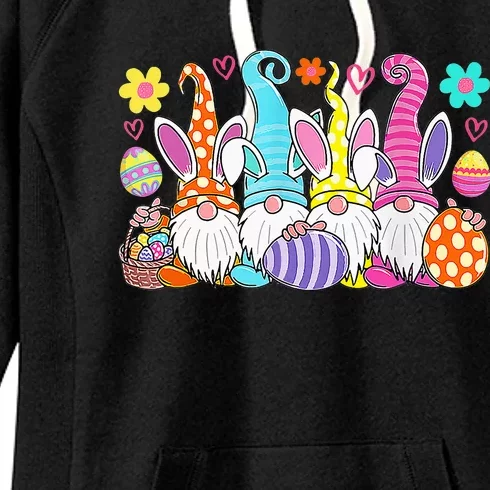 Cute Easter Bunny Spring Gnome Easter Egg Hunting And Basket Women's Fleece Hoodie