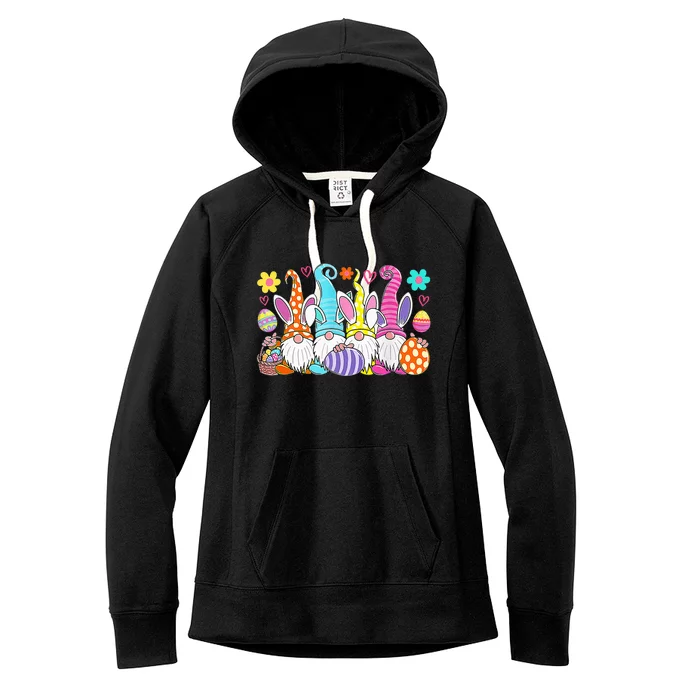 Cute Easter Bunny Spring Gnome Easter Egg Hunting And Basket Women's Fleece Hoodie