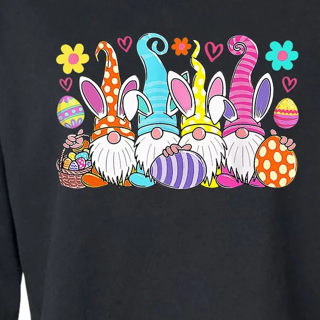 Cute Easter Bunny Spring Gnome Easter Egg Hunting And Basket Cropped Pullover Crew