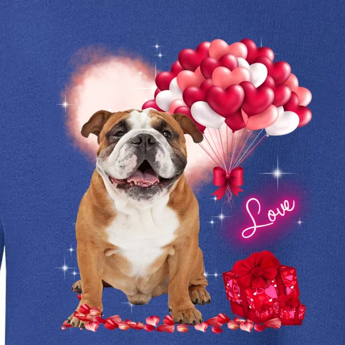 Cute English Bulldog Balloon Heart Valentine's Day Valentine Cool Gift Toddler Sweatshirt