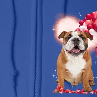 Cute English Bulldog Balloon Heart Valentine's Day Valentine Cool Gift Full Zip Hoodie