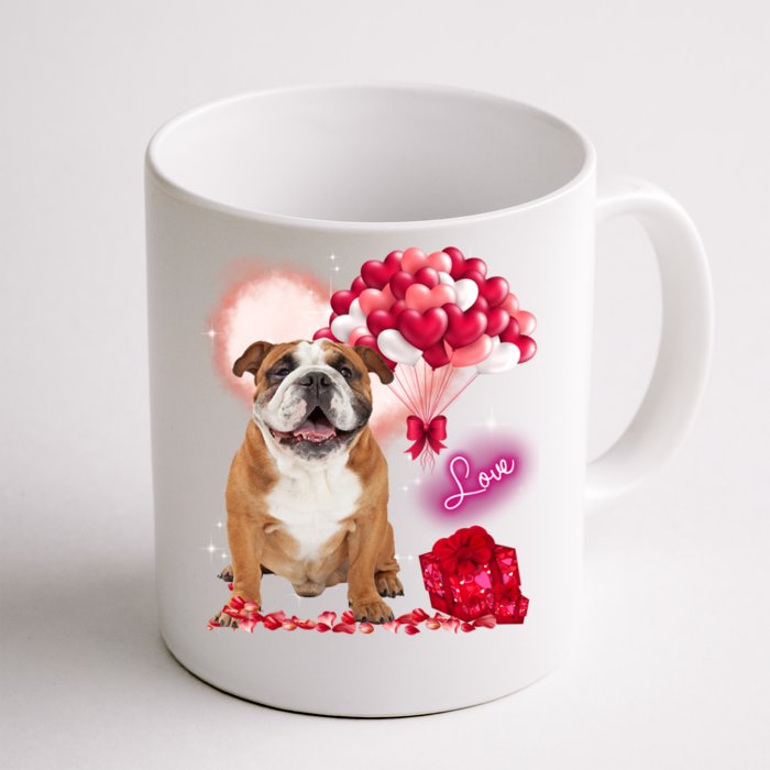 Cute English Bulldog Balloon Heart Valentine's Day Valentine Cool Gift Front & Back Coffee Mug