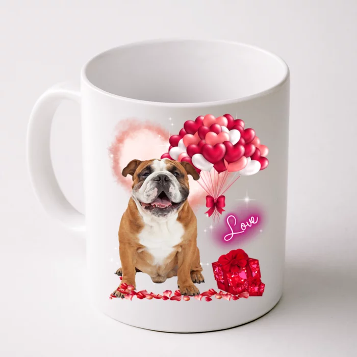 Cute English Bulldog Balloon Heart Valentine's Day Valentine Cool Gift Front & Back Coffee Mug