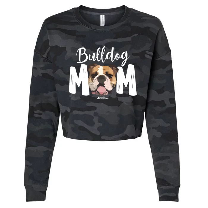 Cute English Bulldog Mom Top Funny Dog Walking For Women Cropped Pullover Crew