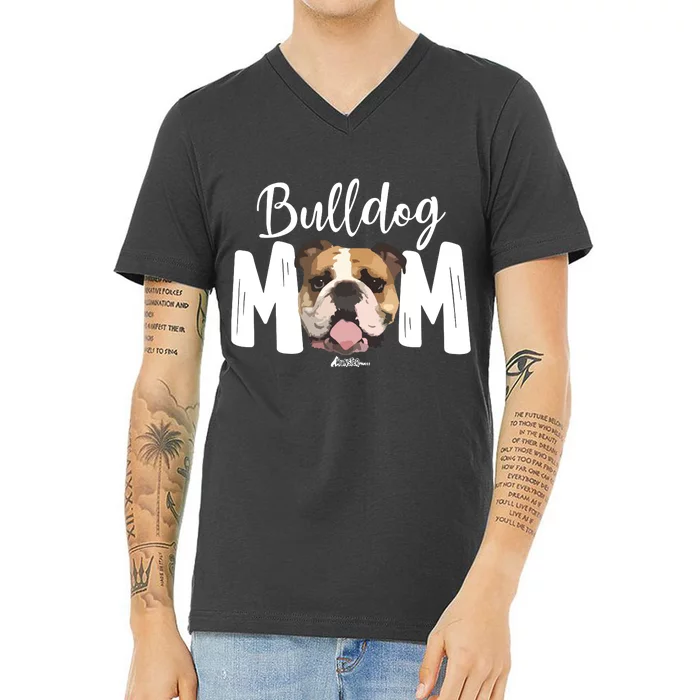 Cute English Bulldog Mom Top Funny Dog Walking For Women V-Neck T-Shirt