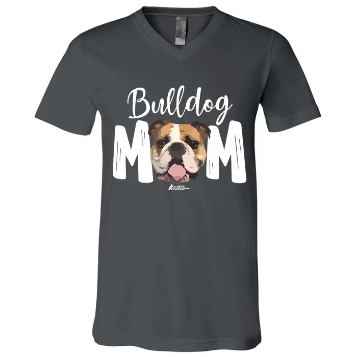 Cute English Bulldog Mom Top Funny Dog Walking For Women V-Neck T-Shirt