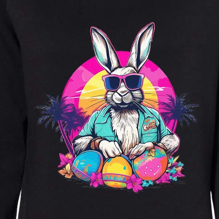 Cute Easter Bunny Retro Miami Look Colourful Eggs Womens California Wash Sweatshirt