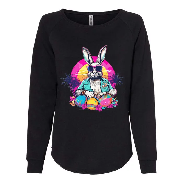 Cute Easter Bunny Retro Miami Look Colourful Eggs Womens California Wash Sweatshirt