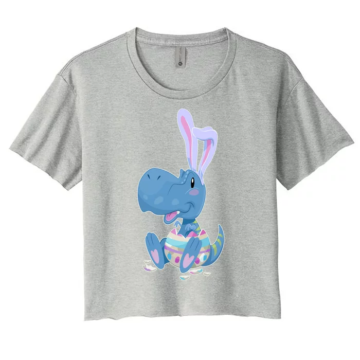 Cute Easter Baby Dinosaur Easter Egg Women's Crop Top Tee