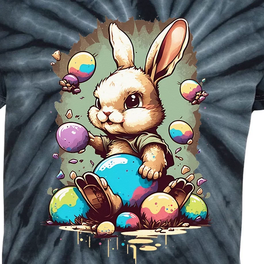 Cute Easter Bunny Easter Egg Kids Tie-Dye T-Shirt