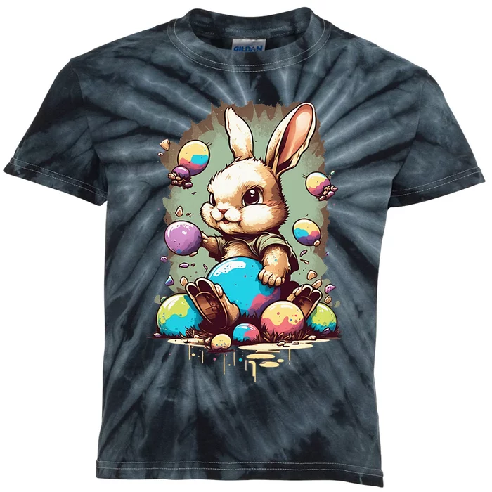 Cute Easter Bunny Easter Egg Kids Tie-Dye T-Shirt