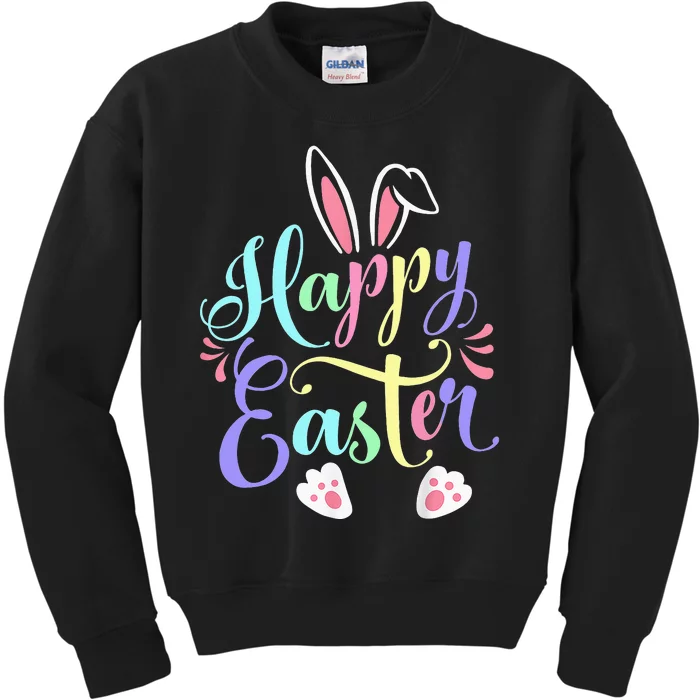 Cute Easter Bunny Face Funny Happy Easter Day Kids Sweatshirt