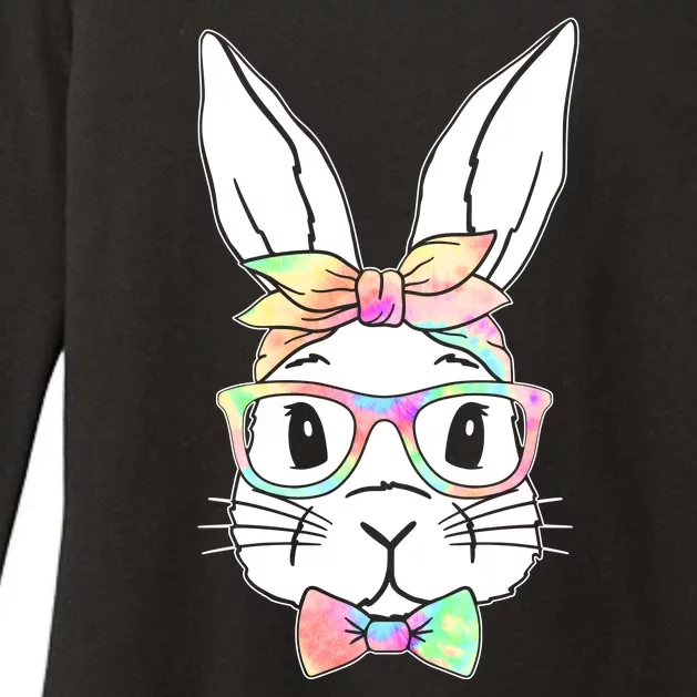 Cute Easter Bunny Pastel Tie Dye Bow Tie Glasses Womens CVC Long Sleeve Shirt