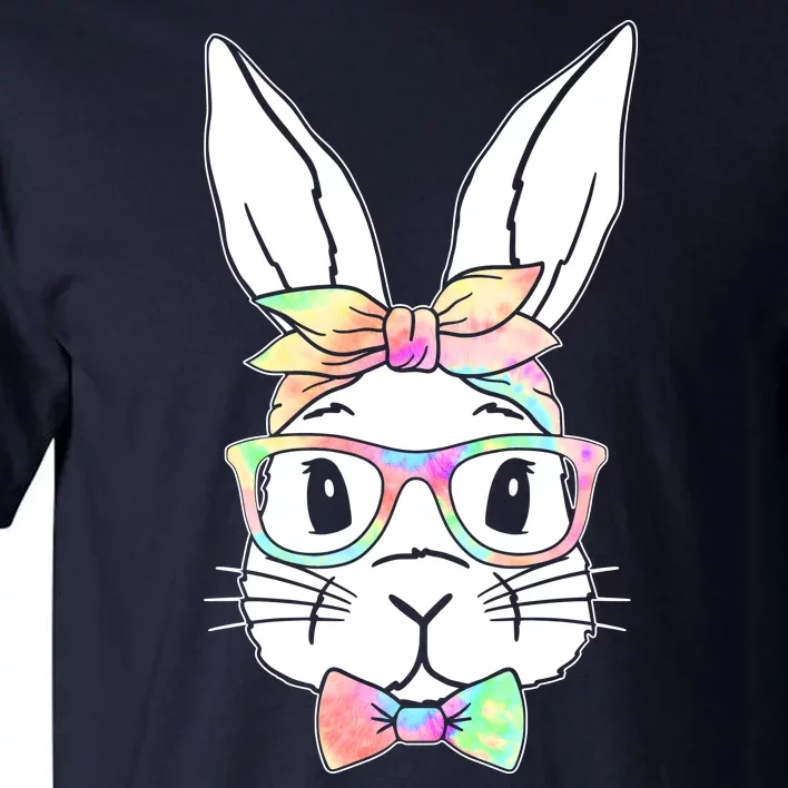 Cute Easter Bunny Pastel Tie Dye Bow Tie Glasses Tall T-Shirt