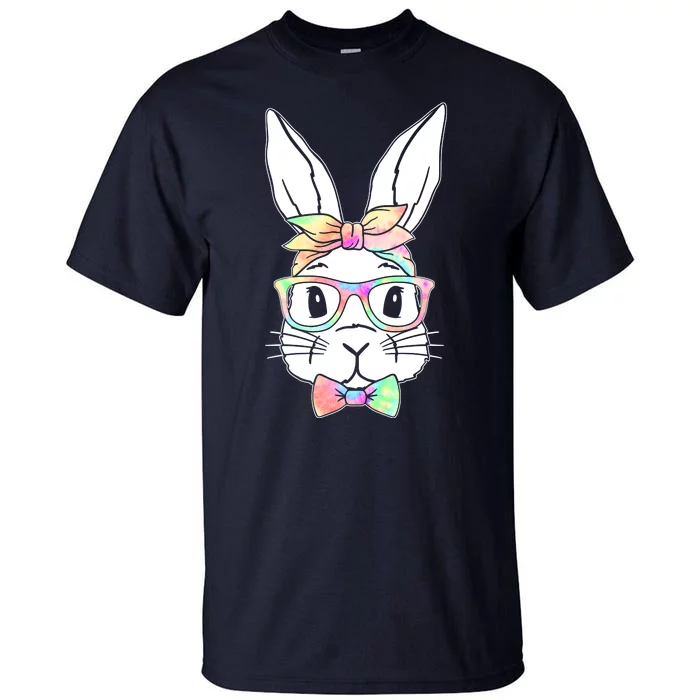 Cute Easter Bunny Pastel Tie Dye Bow Tie Glasses Tall T-Shirt