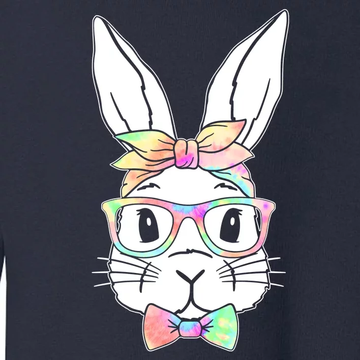 Cute Easter Bunny Pastel Tie Dye Bow Tie Glasses Toddler Sweatshirt