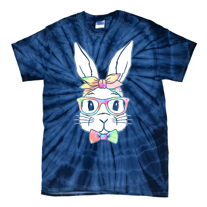 Cute Easter Bunny Pastel Tie Dye Bow Tie Glasses Tie-Dye T-Shirt