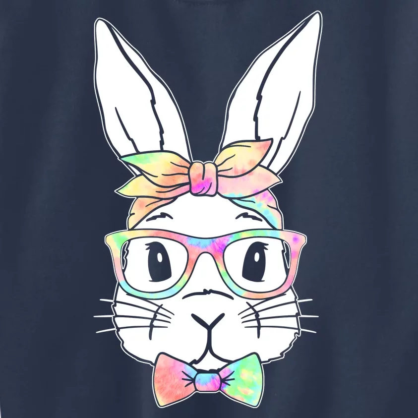 Cute Easter Bunny Pastel Tie Dye Bow Tie Glasses Kids Sweatshirt