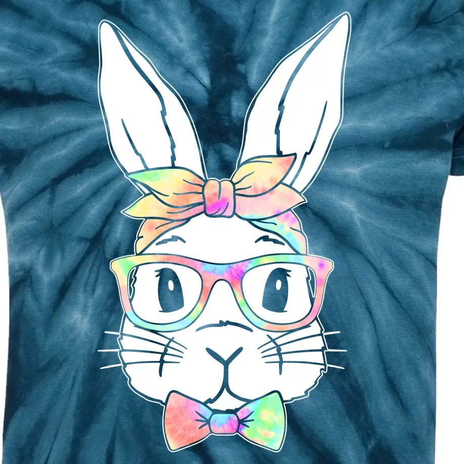 Cute Easter Bunny Pastel Tie Dye Bow Tie Glasses Kids Tie-Dye T-Shirt