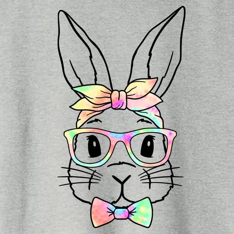 Cute Easter Bunny Pastel Tie Dye Bow Tie Glasses Women's Crop Top Tee