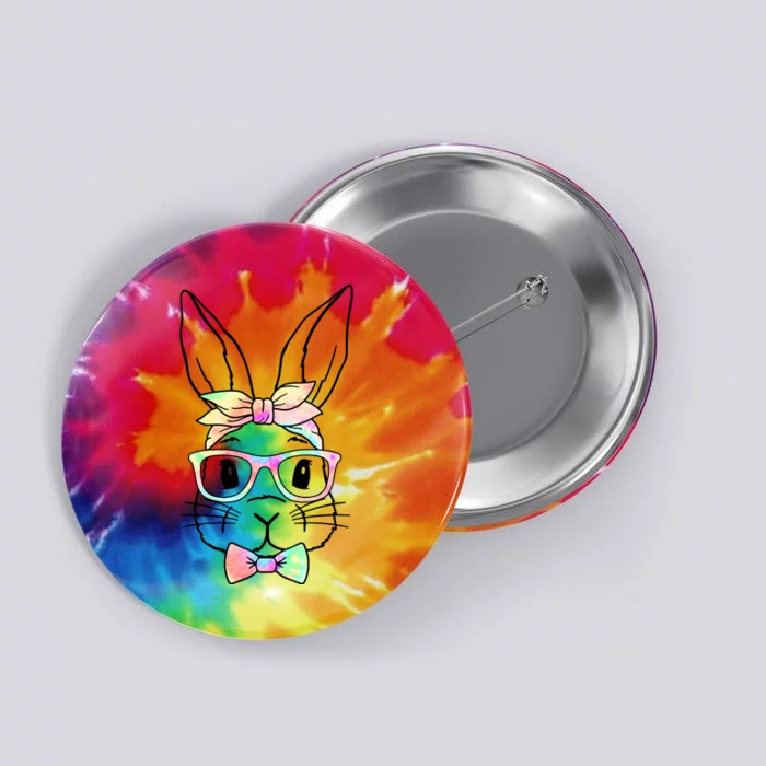 Cute Easter Bunny Pastel Tie Dye Bow Tie Glasses Button